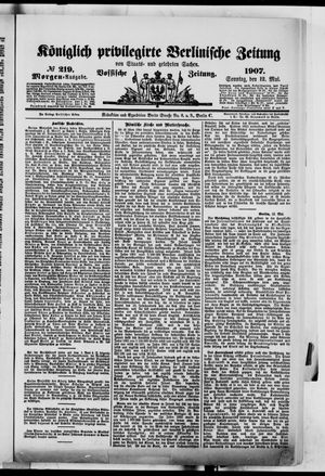 Königlich privilegirte Berlinische Zeitung von Staats- und gelehrten Sachen on May 12, 1907