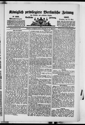 Königlich privilegirte Berlinische Zeitung von Staats- und gelehrten Sachen on May 14, 1907