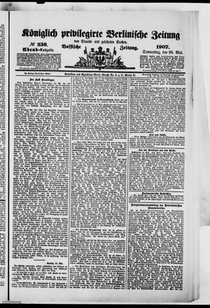 Königlich privilegirte Berlinische Zeitung von Staats- und gelehrten Sachen vom 23.05.1907