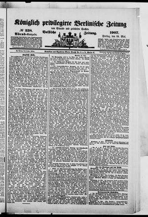 Königlich privilegirte Berlinische Zeitung von Staats- und gelehrten Sachen on May 24, 1907