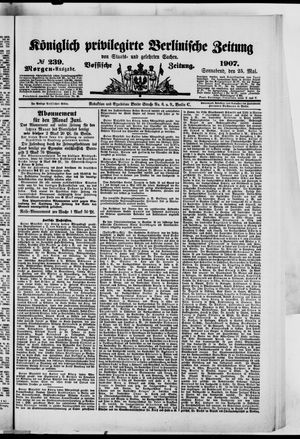 Königlich privilegirte Berlinische Zeitung von Staats- und gelehrten Sachen vom 25.05.1907