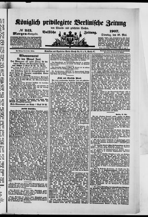 Königlich privilegirte Berlinische Zeitung von Staats- und gelehrten Sachen on May 28, 1907