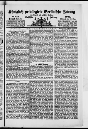 Königlich privilegirte Berlinische Zeitung von Staats- und gelehrten Sachen on May 29, 1907