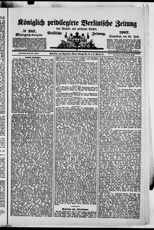 Königlich privilegirte Berlinische Zeitung von Staats- und gelehrten Sachen vom 22.06.1907
