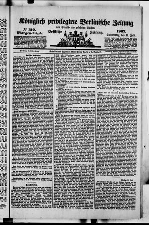 Königlich privilegirte Berlinische Zeitung von Staats- und gelehrten Sachen vom 11.07.1907