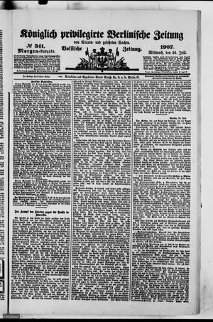 Königlich privilegirte Berlinische Zeitung von Staats- und gelehrten Sachen vom 24.07.1907