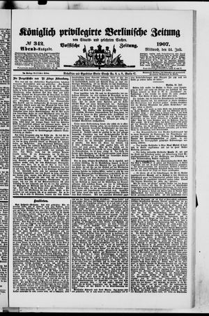 Königlich privilegirte Berlinische Zeitung von Staats- und gelehrten Sachen vom 24.07.1907