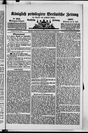 Königlich privilegirte Berlinische Zeitung von Staats- und gelehrten Sachen vom 31.07.1907