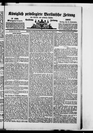 Königlich privilegirte Berlinische Zeitung von Staats- und gelehrten Sachen vom 13.09.1907