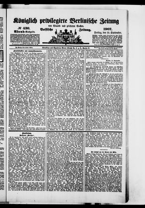 Königlich privilegirte Berlinische Zeitung von Staats- und gelehrten Sachen vom 13.09.1907