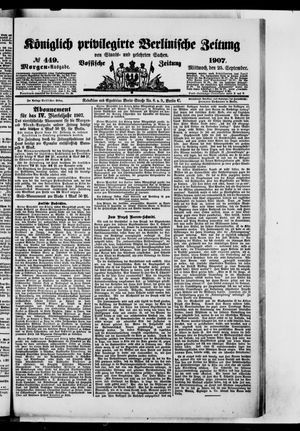 Königlich privilegirte Berlinische Zeitung von Staats- und gelehrten Sachen vom 25.09.1907