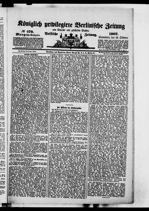 Königlich privilegirte Berlinische Zeitung von Staats- und gelehrten Sachen vom 12.10.1907