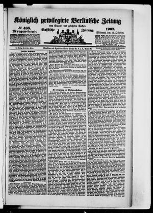 Königlich privilegirte Berlinische Zeitung von Staats- und gelehrten Sachen vom 16.10.1907