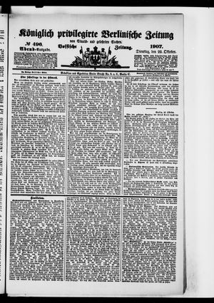 Königlich privilegirte Berlinische Zeitung von Staats- und gelehrten Sachen vom 22.10.1907