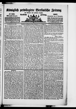 Königlich privilegirte Berlinische Zeitung von Staats- und gelehrten Sachen vom 02.11.1907