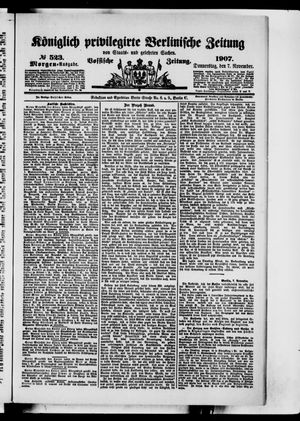 Königlich privilegirte Berlinische Zeitung von Staats- und gelehrten Sachen vom 07.11.1907