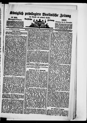 Königlich privilegirte Berlinische Zeitung von Staats- und gelehrten Sachen vom 12.11.1907