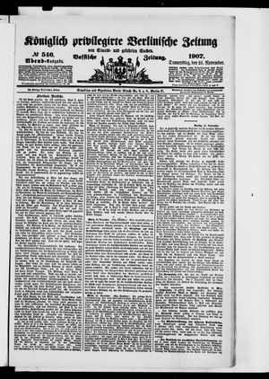 Königlich privilegirte Berlinische Zeitung von Staats- und gelehrten Sachen vom 21.11.1907