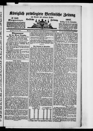 Königlich privilegirte Berlinische Zeitung von Staats- und gelehrten Sachen vom 22.11.1907