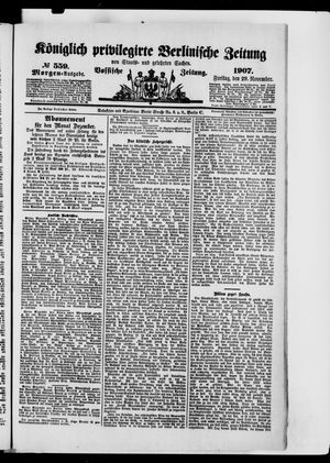 Königlich privilegirte Berlinische Zeitung von Staats- und gelehrten Sachen vom 29.11.1907