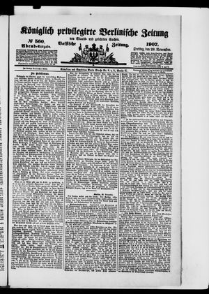 Königlich privilegirte Berlinische Zeitung von Staats- und gelehrten Sachen vom 29.11.1907