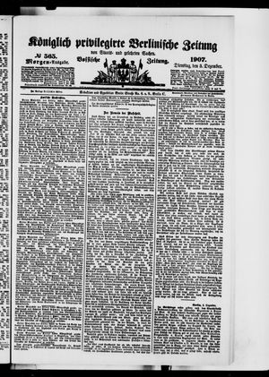 Königlich privilegirte Berlinische Zeitung von Staats- und gelehrten Sachen on Dec 3, 1907