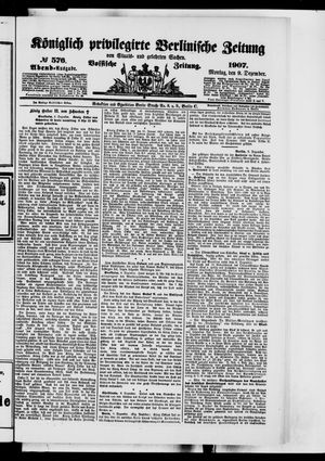 Königlich privilegirte Berlinische Zeitung von Staats- und gelehrten Sachen vom 09.12.1907
