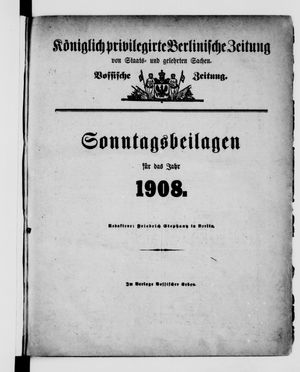 Königlich privilegirte Berlinische Zeitung von Staats- und gelehrten Sachen on Jan 1, 1908