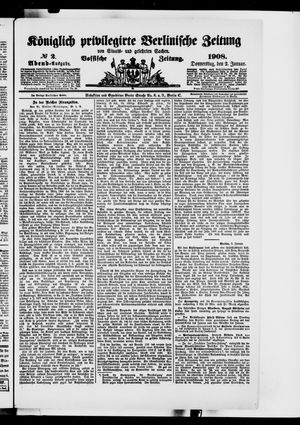Königlich privilegirte Berlinische Zeitung von Staats- und gelehrten Sachen vom 02.01.1908