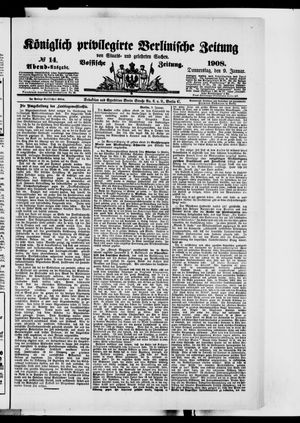 Königlich privilegirte Berlinische Zeitung von Staats- und gelehrten Sachen on Jan 9, 1908