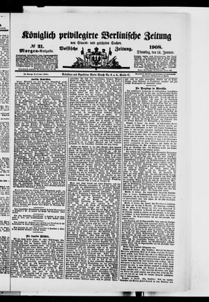 Königlich privilegirte Berlinische Zeitung von Staats- und gelehrten Sachen vom 14.01.1908