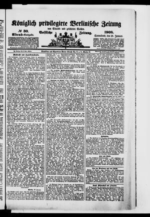 Königlich privilegirte Berlinische Zeitung von Staats- und gelehrten Sachen on Jan 18, 1908