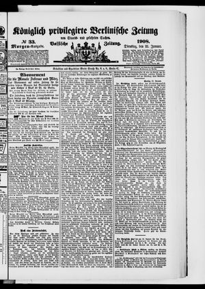 Königlich privilegirte Berlinische Zeitung von Staats- und gelehrten Sachen vom 21.01.1908