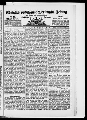 Königlich privilegirte Berlinische Zeitung von Staats- und gelehrten Sachen vom 27.01.1908
