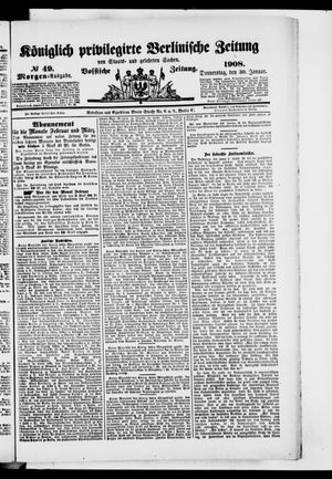 Königlich privilegirte Berlinische Zeitung von Staats- und gelehrten Sachen vom 30.01.1908