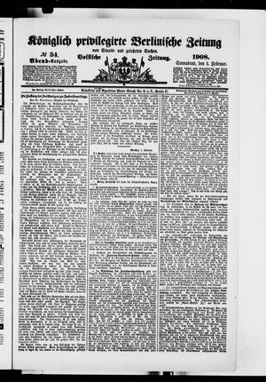 Königlich privilegirte Berlinische Zeitung von Staats- und gelehrten Sachen vom 01.02.1908