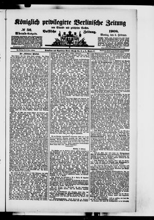Königlich privilegirte Berlinische Zeitung von Staats- und gelehrten Sachen on Feb 3, 1908