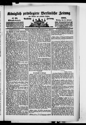 Königlich privilegirte Berlinische Zeitung von Staats- und gelehrten Sachen on Feb 10, 1908