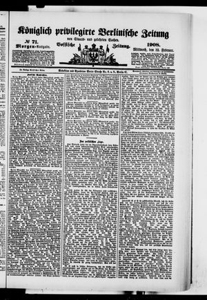 Königlich privilegirte Berlinische Zeitung von Staats- und gelehrten Sachen vom 12.02.1908