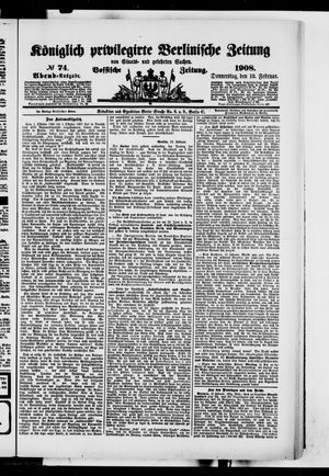 Königlich privilegirte Berlinische Zeitung von Staats- und gelehrten Sachen on Feb 13, 1908