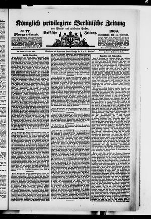 Königlich privilegirte Berlinische Zeitung von Staats- und gelehrten Sachen vom 15.02.1908