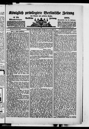 Königlich privilegirte Berlinische Zeitung von Staats- und gelehrten Sachen on Feb 15, 1908