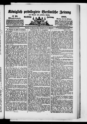 Königlich privilegirte Berlinische Zeitung von Staats- und gelehrten Sachen vom 24.02.1908