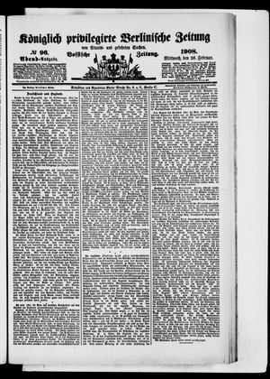 Königlich privilegirte Berlinische Zeitung von Staats- und gelehrten Sachen vom 26.02.1908