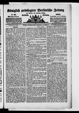 Königlich privilegirte Berlinische Zeitung von Staats- und gelehrten Sachen on Feb 27, 1908