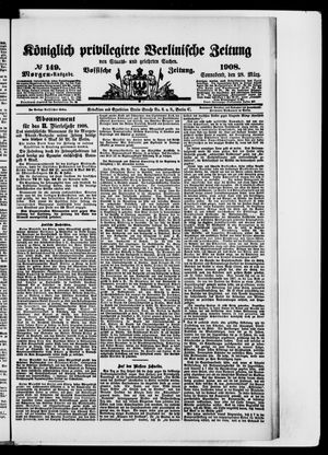 Königlich privilegirte Berlinische Zeitung von Staats- und gelehrten Sachen vom 28.03.1908