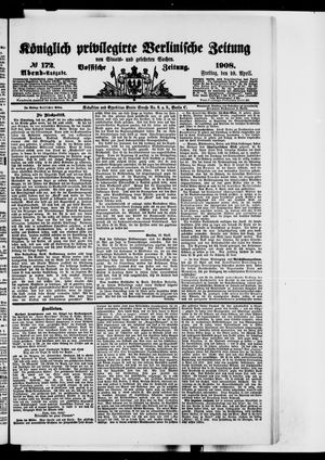 Königlich privilegirte Berlinische Zeitung von Staats- und gelehrten Sachen vom 10.04.1908
