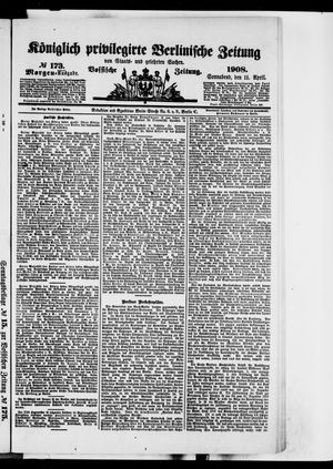 Königlich privilegirte Berlinische Zeitung von Staats- und gelehrten Sachen vom 11.04.1908