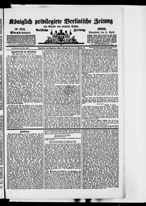 Königlich privilegirte Berlinische Zeitung von Staats- und gelehrten Sachen on Apr 11, 1908