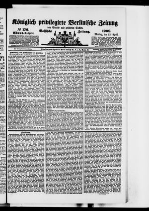 Königlich privilegirte Berlinische Zeitung von Staats- und gelehrten Sachen on Apr 13, 1908